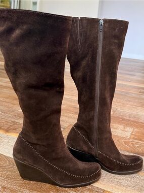 Aerosoles Brown Suede Gather Round Zip up Riding Boots / Women’s Size 9.5